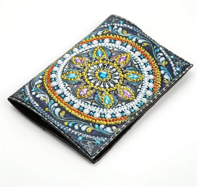 Passport Holder Cover 5D Diamond Painting Leather, DIY Crystal Rhinestone Painting Travel Passport Protective for Boarding Pass, ID Card, Driver's License-20X14CM (B)