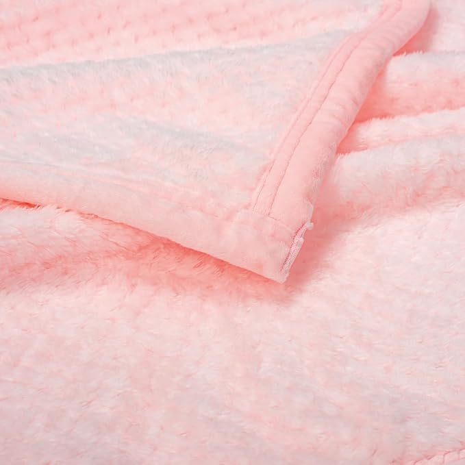 Fuzzy Blanket or Fluffy Blanket for Baby, Soft Warm Cozy Coral Fleece Toddler, Infant or Newborn Receiving Blanket for Crib, Stroller, Travel, Decorative, 30”×40”, Baby Pink+Lavender