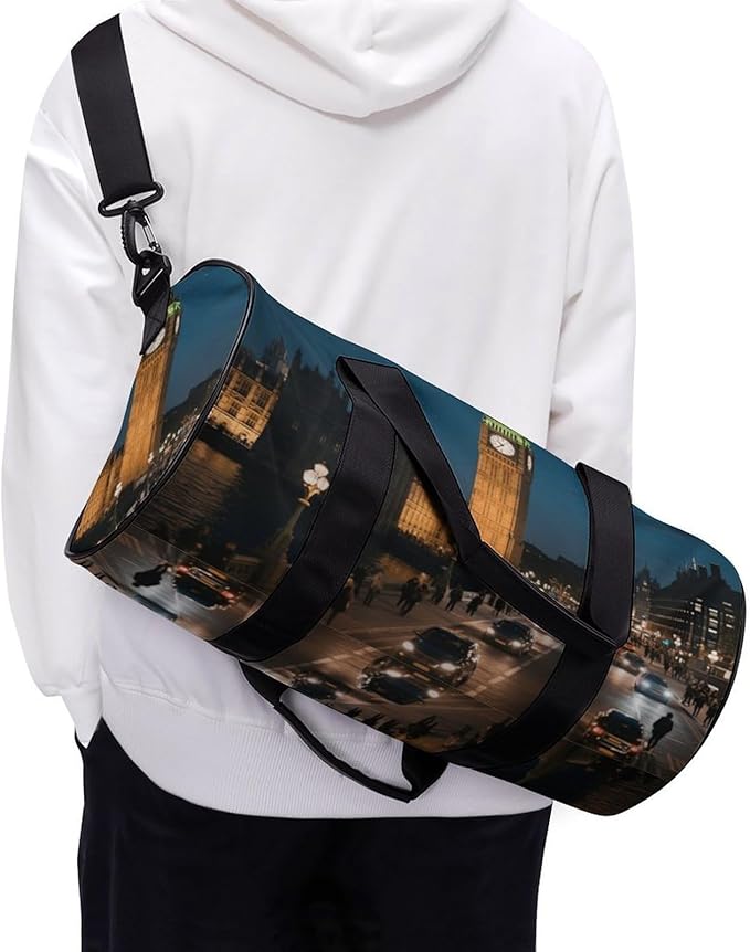 Sports Gym Bag for Women Men Travel Duffel Bag Tote Weekender Bag Big Ben Carry on Overnight Bag for Travel Swimming Fitness Workout Sports Duffle Bag
