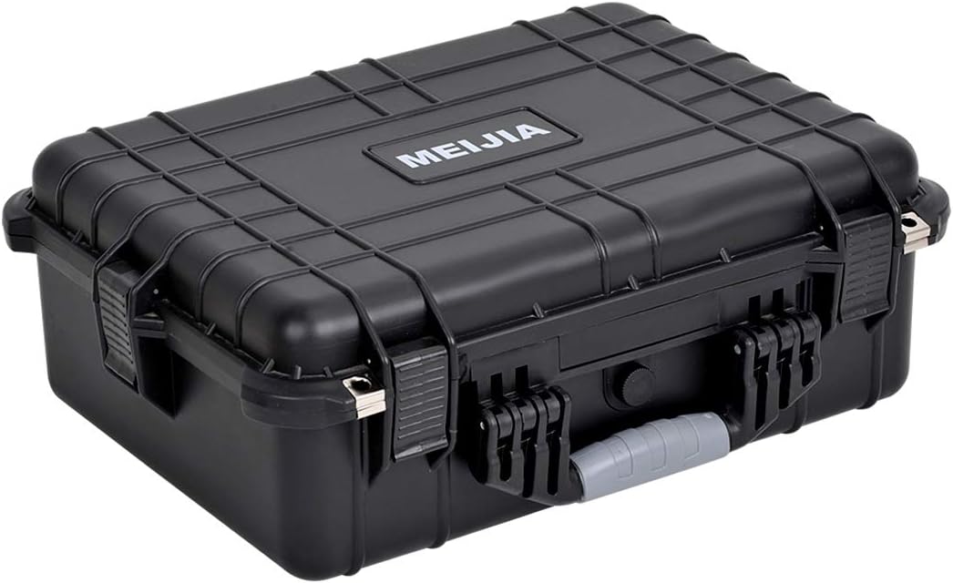 MEIJIA Portable Waterproof Protective Case,Hard Camera Case,Customized Fit Foam Inserted, Elegant Black,Fit for Camera, Equipments, Lens,Drones(Black)