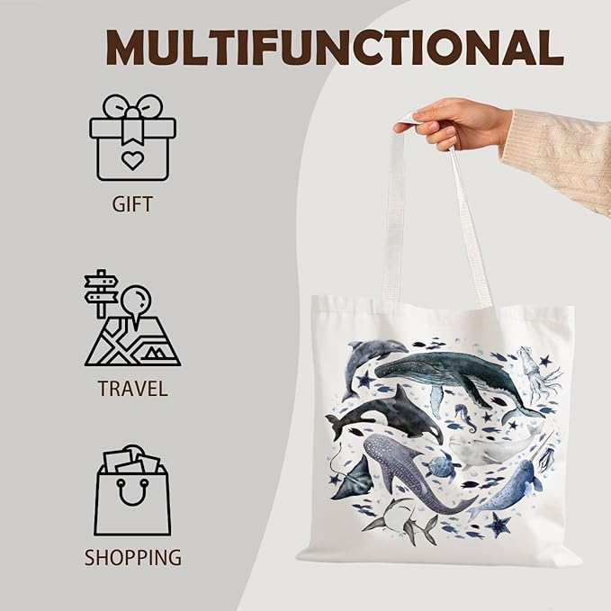 FBB Ocaen Beachy Ocean Sea Fish Reusable Grocery Shopping Bag