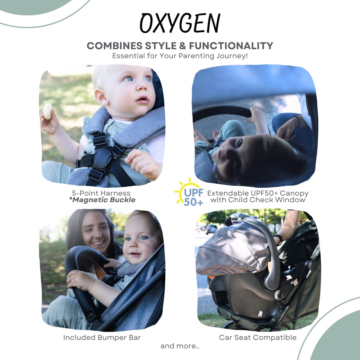 guzzie+Guss Oxygen v2 Lightweight Stroller – Compact, Foldable, Travel-Friendly Baby Stroller | Best Lightweight for Infants and Toddlers - Platinum