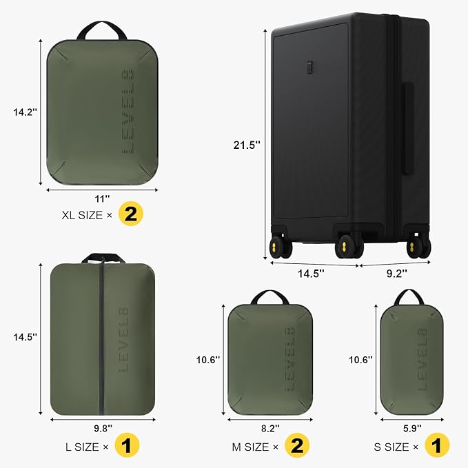 LEVEL8 Carry on Luggage Airline Approved, Small Carry on Suitcases with Wheels, Lightweight Hardside Textured Luggage for Travel, Tsa Approved, 20-Inch, Black