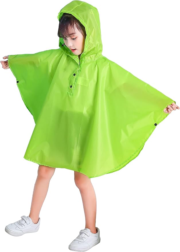 Spmor Kids Rain Poncho Hooded Jacket Rain Coat