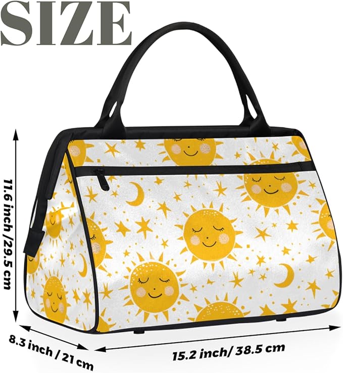 Sun Overnight Weekender Bag for Women Men Travel Duffel Bags Waterproof Luggage Carry on Sports Yoga Gym Bag