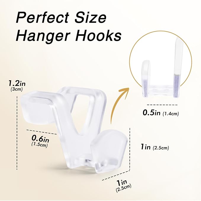 HOUSE DAY Space Saving Hangers 100 Pack, Clear Clothes Hanger Connector Hooks, Heavy Duty Hangers Space Saver, Premium College Dorm Room Essentials, Closet Organizers and Storage