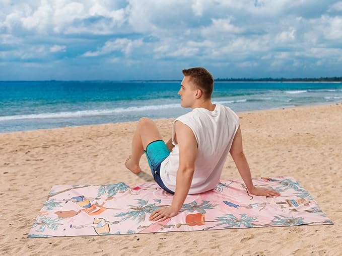 Microfiber Beach Towels: Quick Dry, Sand Free, Compact,Absorbent & Perfect for Travel - Oversized, Lightweight & Quick Drying for Adults (Pink, 1)