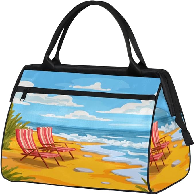 Ocean Beach Overnight Weekender Bag for Women Men Travel Duffel Bags Waterproof Luggage Carry on Sports Yoga Gym Bag