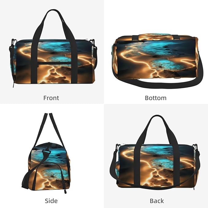 View under the moon Print Gym Bag with Shoe Compartment for Women Men, 17.7in Sports Duffle Weekender Tote, Overnight Travel Duffel Bag Carry On