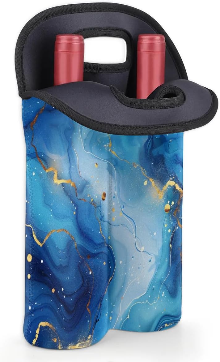 Wine Carrier Tote Personalized Bag for 2 Bottles - Neoprene Wine Bottle Holder with Carry Handle, Wine Protective Bag Insulated Bag Beer Cans Water Bottle Holder for Travel Picnic,Style18