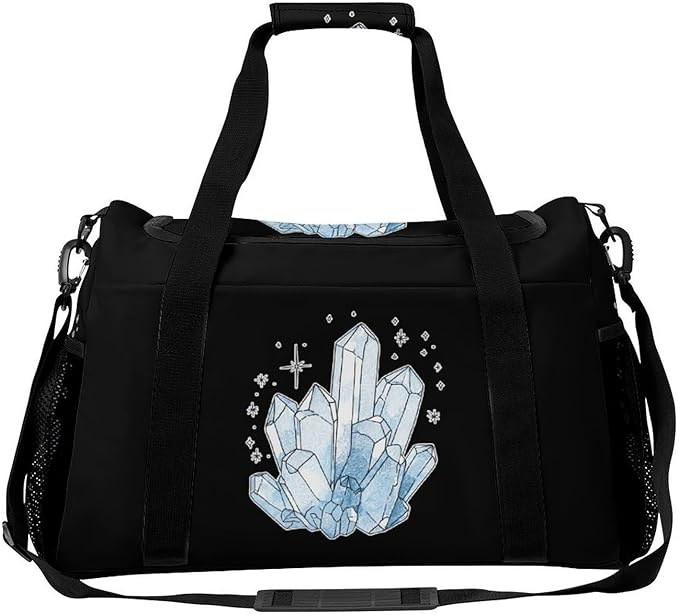 Blue Crystals Duffle Bag Gym Bag for Workout Travel Tote with Detachable Straps