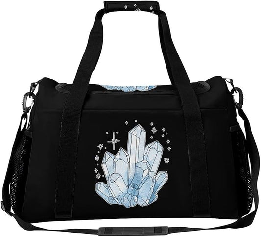 Blue Crystals Duffle Bag Gym Bag for Workout Travel Tote with Detachable Straps