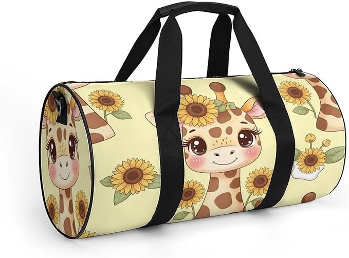Weekender Carry on Beach Yoga Bag Sport Gym Fitness Tote Overnight Weekender Travel Bags for Men Women (Sunflower Giraffe)