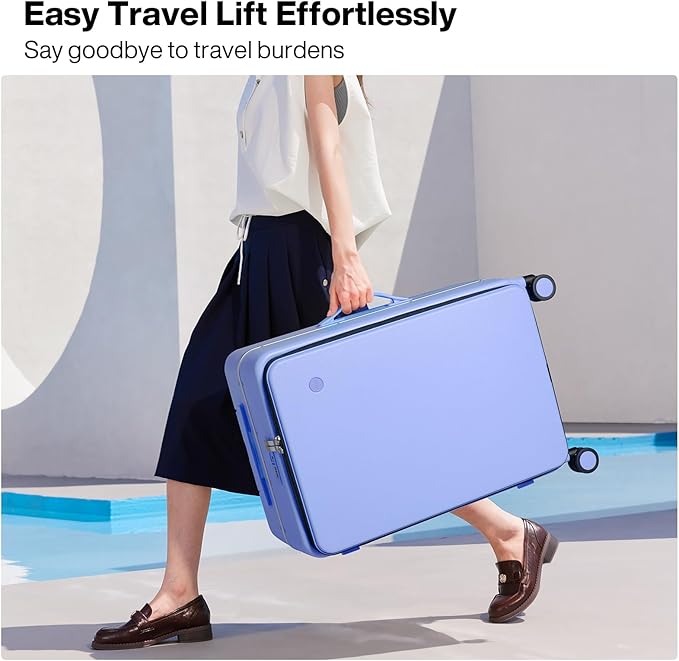 mixi 24 Inch Checked Luggage PC Hard Shell Suitcase Top Opening Aluminum Frame Travel Suitcases with Wheels, Lilac Purple