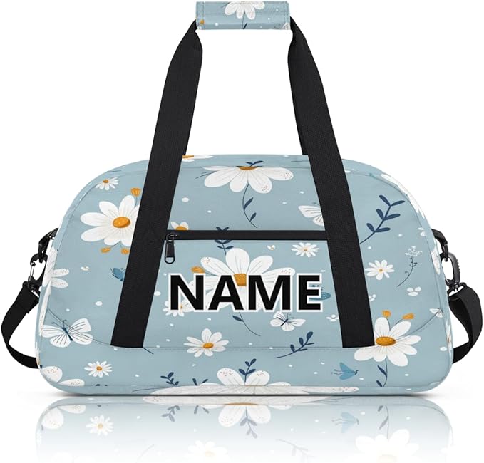 Floral Mini Gym Bag 18 inch for Women Men Waterproof Custom Flowers Travel Duffel Bag Carry On Overnight Tote Nurse Bag for Work Fitness Hiking