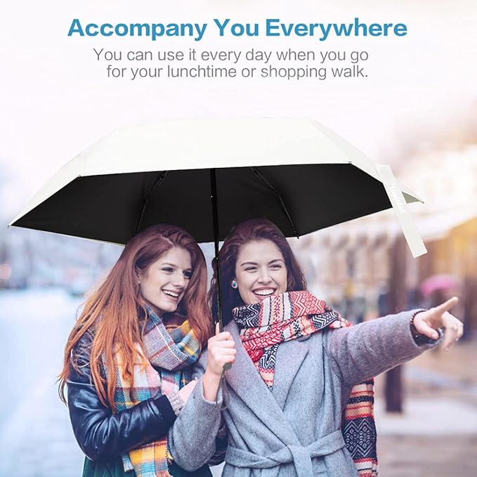 TradMall Mini Travel Umbrella, Portable Lightweight Compact Parasol with 95% UV Protection for Sun & Rain