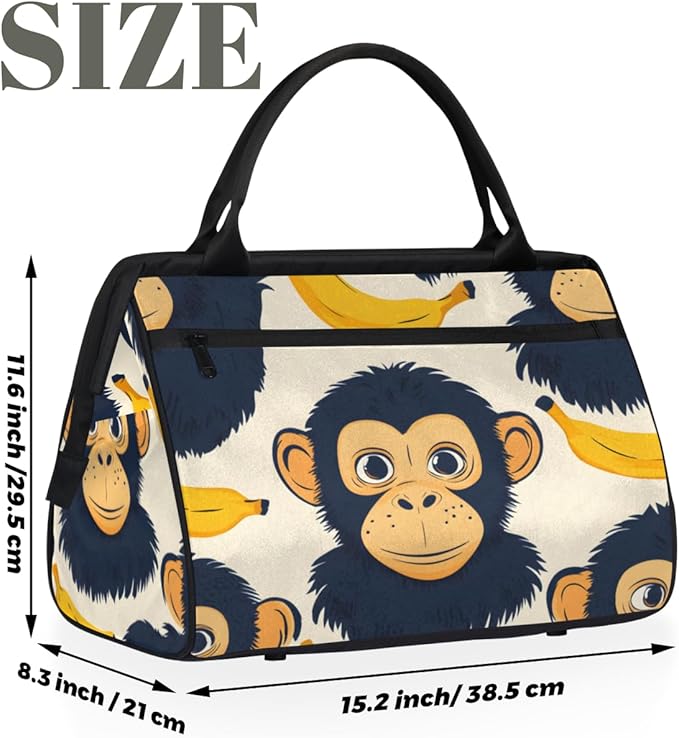 Monkey Overnight Weekender Bag for Women Men Travel Duffel Bags Waterproof Luggage Carry on Sports Yoga Gym Bag