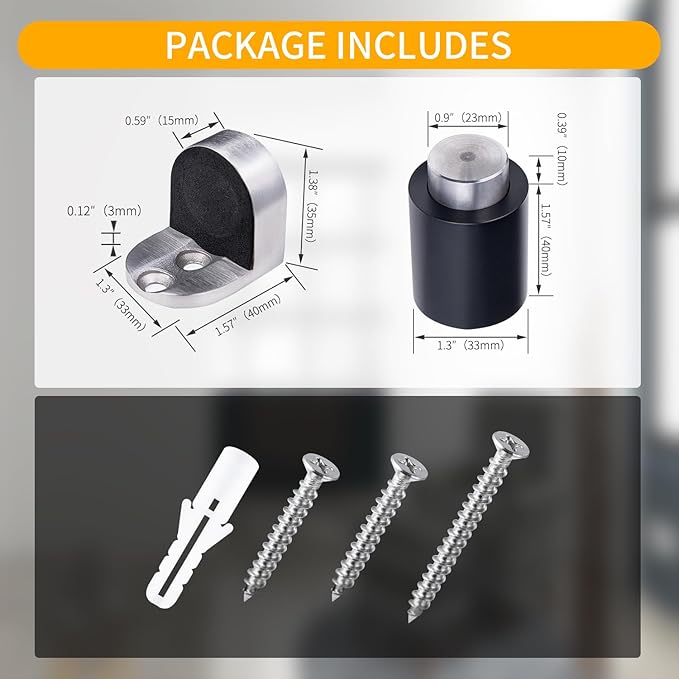 Door Stoppers – Robust Magnetic Door Stopper and Holder for Enhanced Door Security, Fit for Doors Under 2.5 inches – Anti-Rust Stainless Steel Door Stops (1, Silver Black 1PCS)