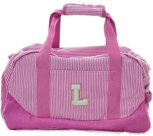 Kids Duffle Bag Girls Sports Gym Bag with Shoe Compartment & Wet Pocket, Letter L