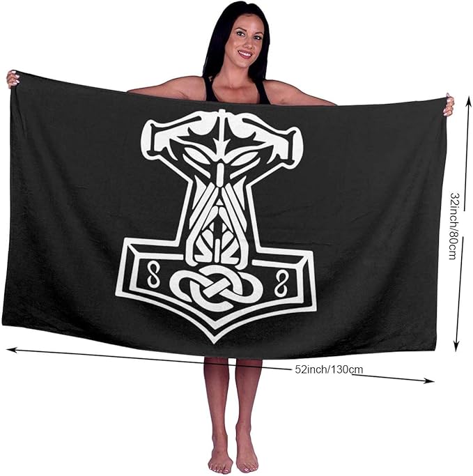 in Odin We Trust Thor Vikings Hammer Mjolnir Norse Celtic Beach Towel Bath Towel Beach Blanket Quick Dry Towel Beach Bath Towels for Travel Swim Pool Yoga Gym
