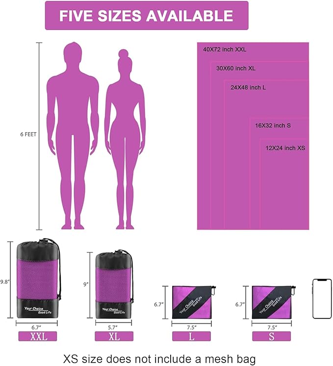 Your Choice Quick Dry Towel - Super Absorbent Microfiber for Gym, Travel, Camping | Ultra Compact & Lightweight