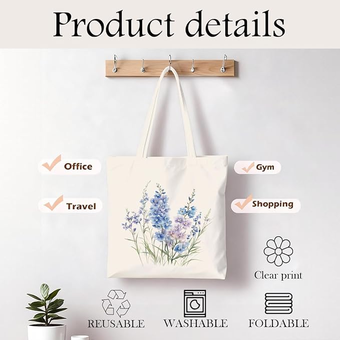 Canvas Tote Bag for Women, Vintage Print Handbag, Aesthetic Shopping Bag for Work Travel Beach, Everyday Shoulder Tote