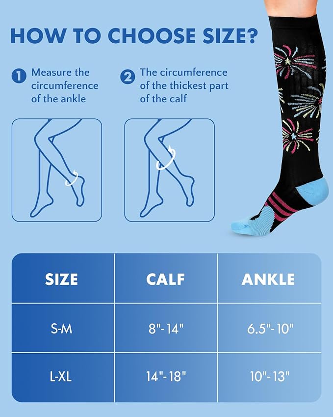 2Packs Compression Socks for Women - 15-20 mmHg Graduated Circulation Support for Nurses, Athletes and Travel