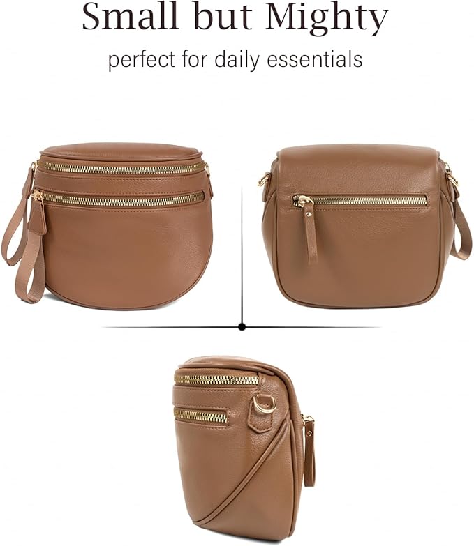 Valentoria Large Leather Crossbody Bags for Women Bum Bag Sling Bag Purse With Adjustable Strap Detachable Wallets Trendy Fashion Must Haves Cross body Bag (Coffee)
