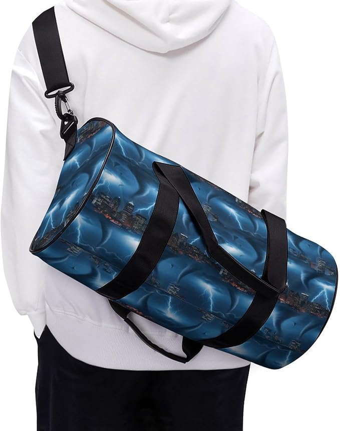 Travel Duffle Bag Chicago City Tornado Storm Weather Pattern Carry On Weekender Bags Foldable Overnight Bag Workout Lightweight Bags