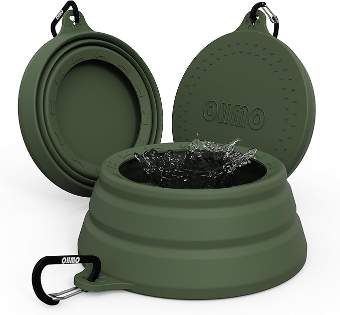 OHMO Spill Proof Collapsible Dog Water Bowl 24oz for Cars, No Splash Portable Bowls for Dog Travel, Dishwasher Safe, Pet Essentials for Road Trips, Cat Travel Accessories