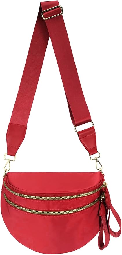 Pure Colour Crossbody Bag Bum Bag for Women,Spacious Purse Fanny Packs Belt Bag,Oversized Bum Bag (Colour Bum Bag-Red)