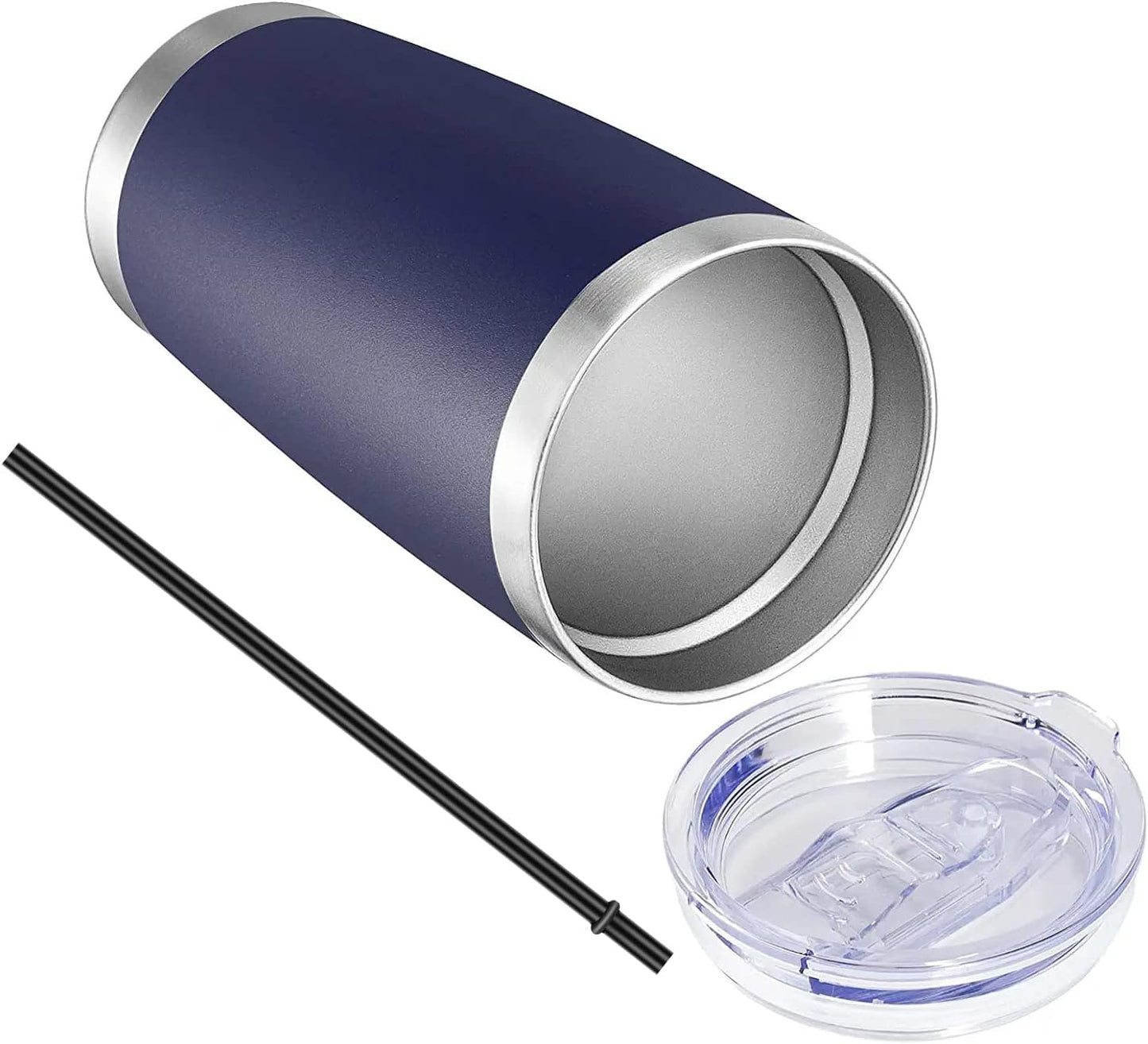 VEGOND 20oz Tumbler with Lid and Straw Stainless Steel Tumbler Cup Bulk Vacuum Insulated Double Wall Travel Coffee Mug Powder Coated Coffee Cup(Navy Blue 12 Pack