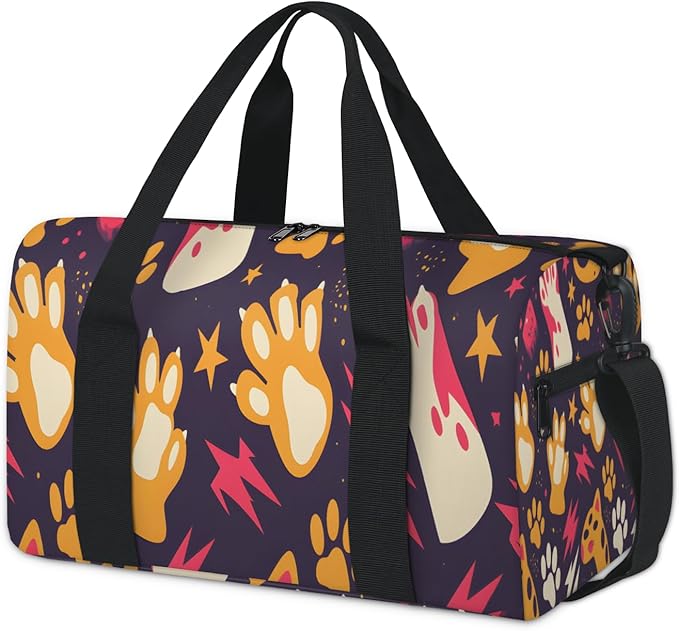 Fun Footprint Travel Duffle Bag for Men Women, Lightweight Sport Gym Bag Tote Overnight Weekender Carry on Tote