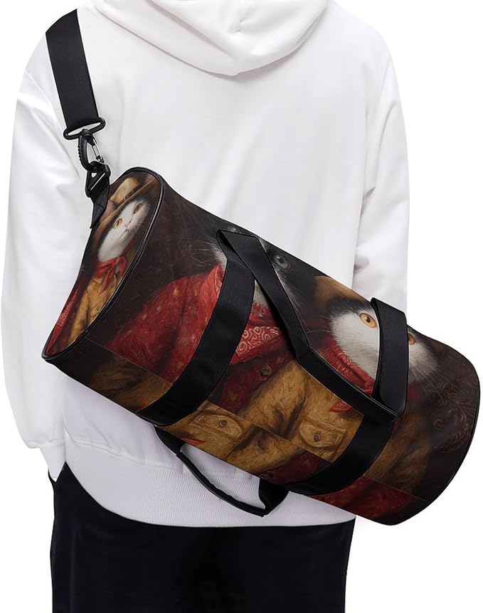 Western Cats Painting Fashion Gym Bag Lightweight Duffel Bags Luggage Handbags for Sports Travel