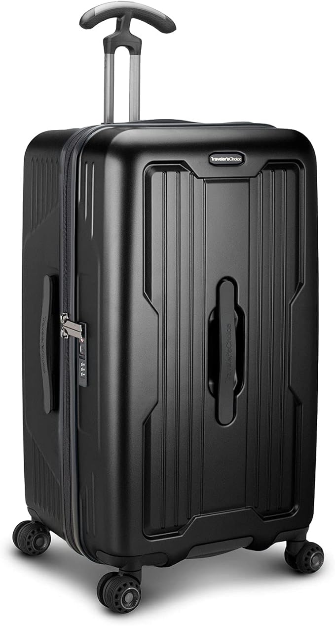 Traveler's Choice Ultimax II Polycarbonate Hardside Luggage with Spinner Wheels, Matte Black, 28-Inch Medium Trunk
