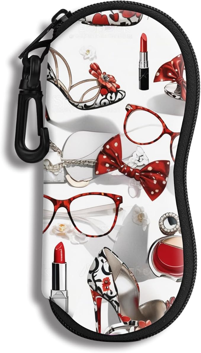 Hion Sunglasses Soft Case Ultra Light Neoprene Zipper Eyeglass Case With Belt Clip