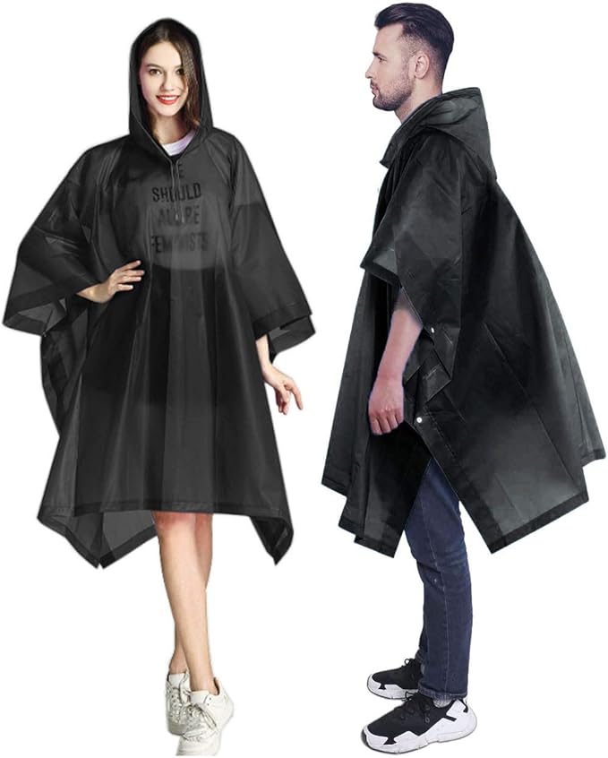 HLKZONE Rain Ponchos for Adults, [Pack of 2] Portable EVA Rain Coat Rain Jacket Reusable Raincoats with Drawstring Hood