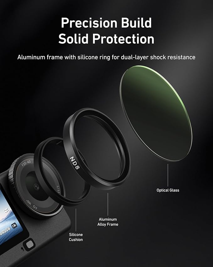 TELESIN CPL ND Filter Kit for DJI Osmo Action 6, 4 Pack CPL ND8 ND16 ND32 Action 6 Filter, Snap-On Neutral Density Polarising Filter, HD Optical Glass/Multi-Coated Filters Creator Combo Accessories