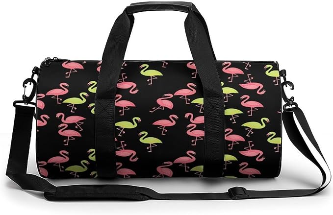 Gym Sports Travel Workout Bag Pink And Turquoise Flamingo Dance Gymnastics Bag Lightweight Carry On Bags Foldable Overnight Bags