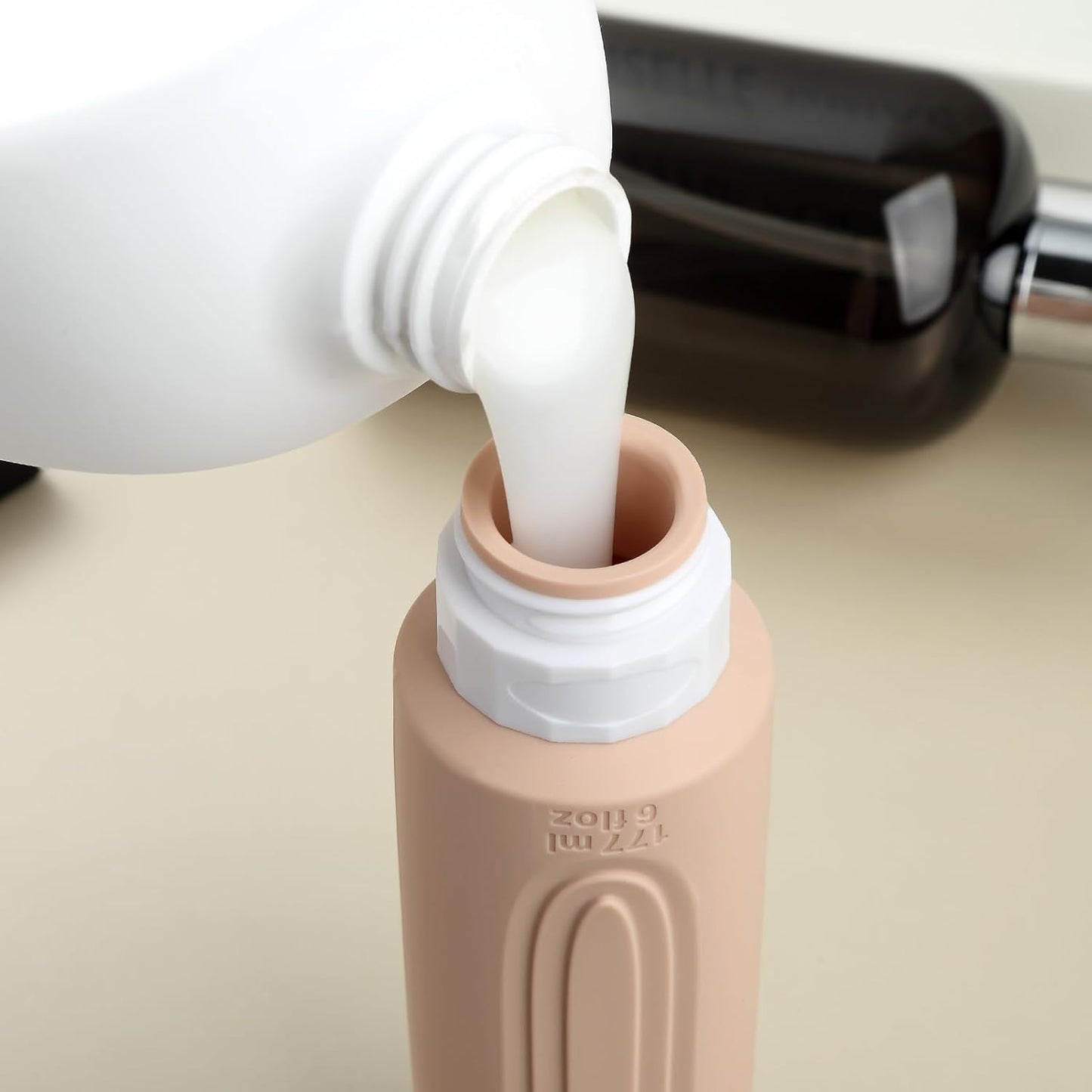 Travel Bottles for Toiletries, Large 6oz Oversize Containers, BPA Free Leak Proof Tubs Refillable Liquid Traveler Accessories with Toiletry Bag for Cometic Shampoo and Lotion Soap (4 Pack)