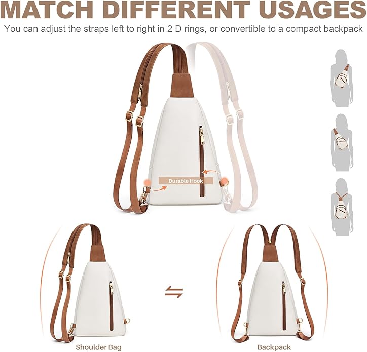Anti Theft Sling Bag for Women, RFID Crossbody Purses Convertible Sling Backpack, Cross Body Purse Chest Bag