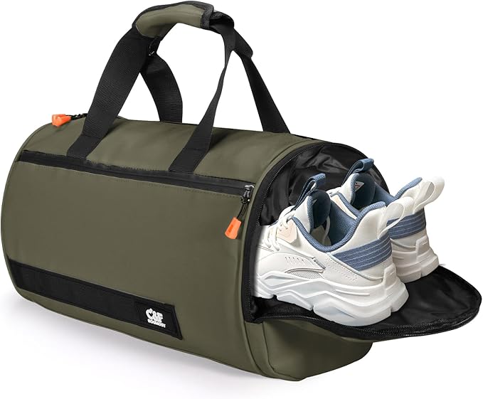 C&F BOGMOST Small Gym Bag for Women & Men,Small Lightweight Duffel Bag Carry On Bags Mini Duffel Travel Bag Waterproof Sports Bags for Workout/Sport/Travel, Dark Gray,with Shoes Compartment