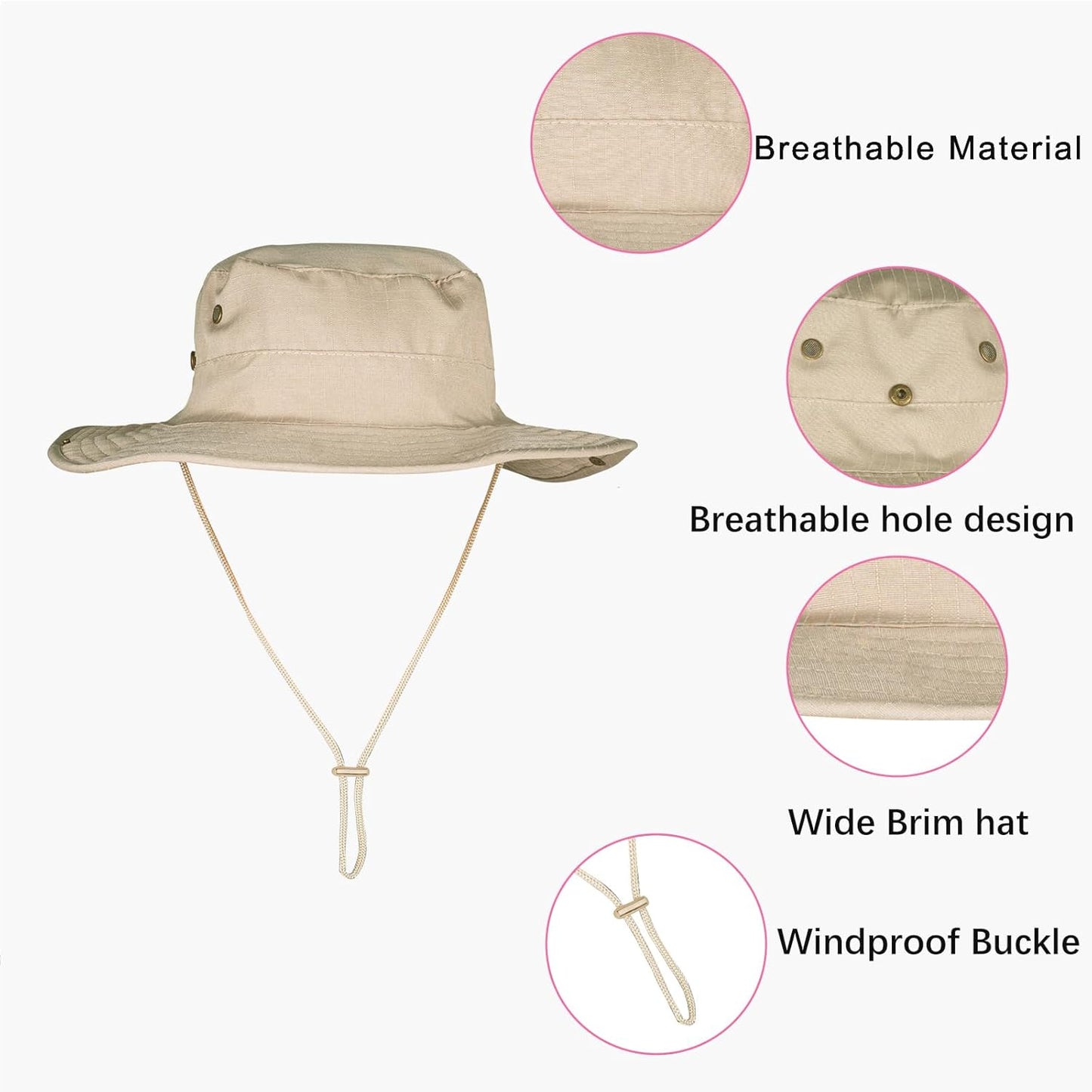 Sun Hats for Men Women Boonie Hat Foldable Fishing Hat UPF 50+ Bucket Hat for Fishing Hiking Garden Safari Beach