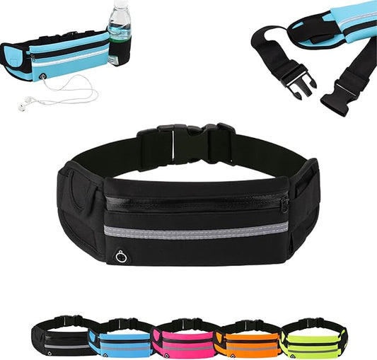 Anti-Theft Invisible Waist Bag, Multifunctional Outdoor Sports Waist Bag with Water Bottle Strap Travel Money Belt Under Clothes, Discreet Under Clothing Security Pouch for Running Men Women (Black)