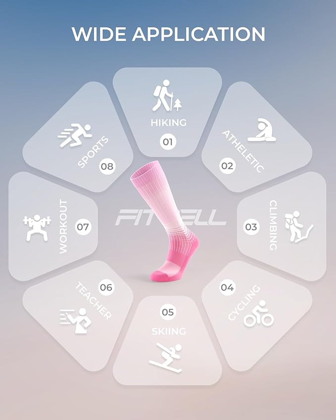 FITRELL 4 Pairs Compression Socks for Women & Men, 15-20mmHg Circulation Support for Athletic Travel Daily Wear