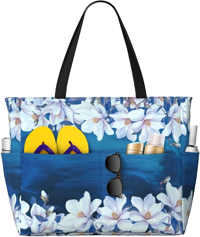 Large Beach Bag for Women Waterproof Foldable Travel Shoulder Tote Bag with Pocket for Weekender Pool Vacation