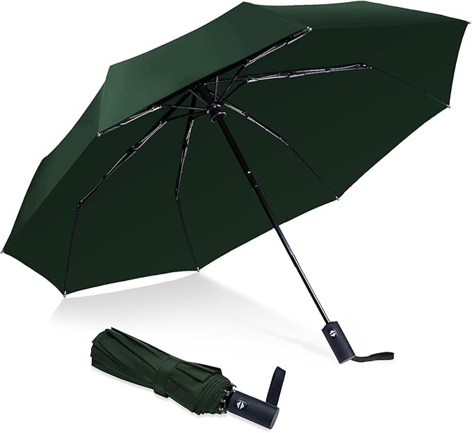 Travel Essentials Umbrella Windproof Compact Collapsible Light, Automatic, Strong and Portable, Wind Resistant Folding Small Umbrella for Rain