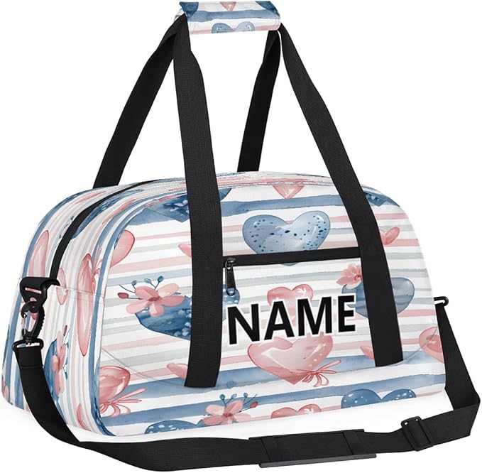 Valentine's Day Mini Gym Bag 18 inch for Women Men Waterproof Custom Hearts Romantic Theme Travel Duffel Bag Carry On Overnight Tote Nurse Bag for Work Fitness Hiking
