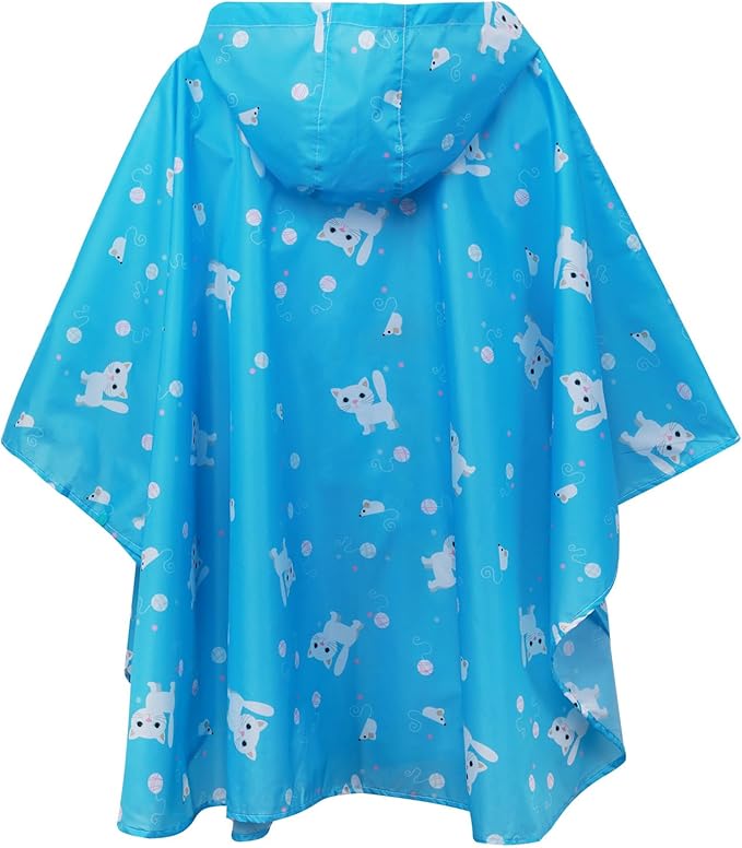 SaphiRose Lightweight Kids Rain Poncho Jacket Waterproof Outwear Rain Coat