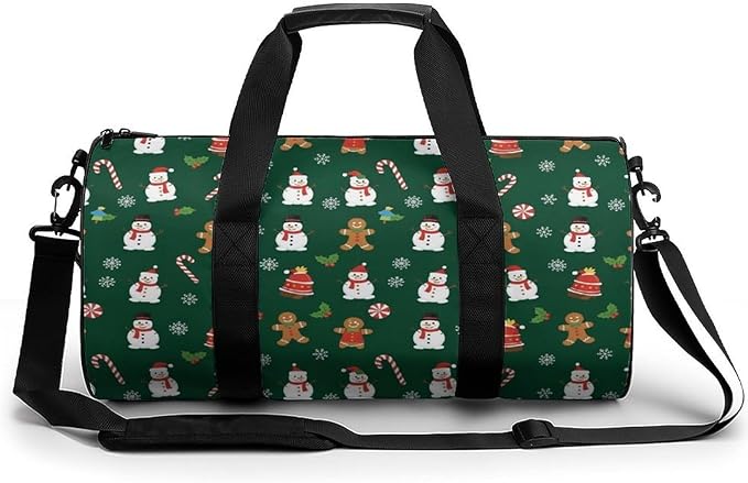 Beach Swim Bags Green Gingerbread Men Women Duffle Bag Foldable Gym Bag Lightweight Travel Sports Bags for Men and Women